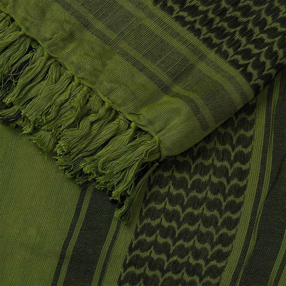 HilalHaven Olive Breeze Keffiyeh Scarf — Olive Green Black Traditional Arab Tassel Shawl Unisex - image 6