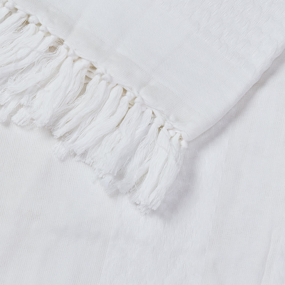 HilalHaven Pure Mist Keffiyeh Scarf — Solid White Plain Arab Tassel Shawl Unisex - image 3