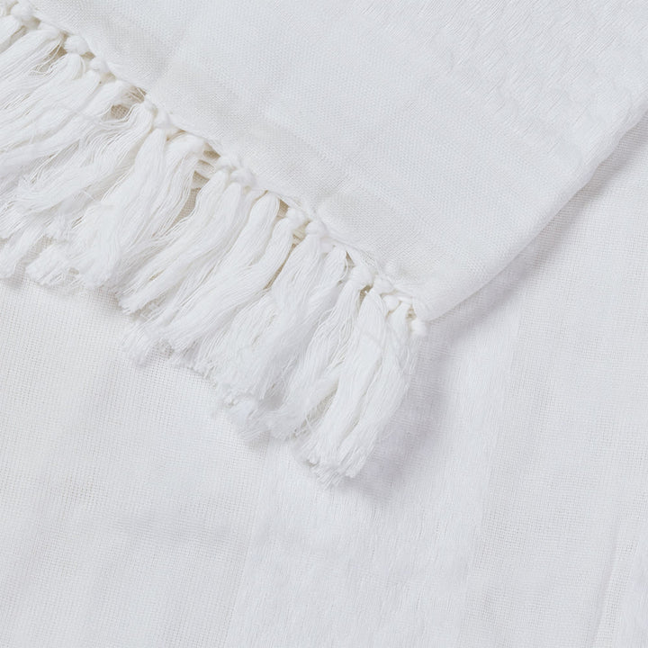HilalHaven Pure Mist Keffiyeh Scarf — Solid White Plain Arab Tassel Shawl Unisex - image 3