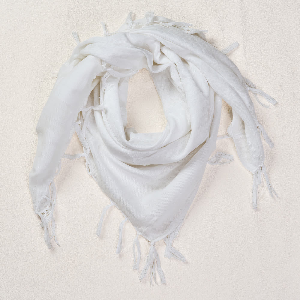 HilalHaven Pure Mist Keffiyeh Scarf — Solid White Plain Arab Tassel Shawl Unisex - image 7