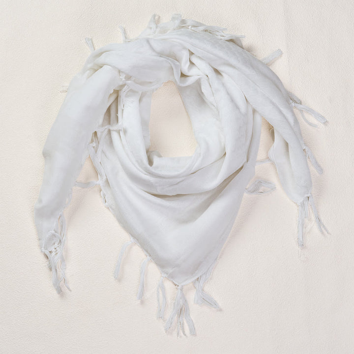 HilalHaven Pure Mist Keffiyeh Scarf — Solid White Plain Arab Tassel Shawl Unisex - image 7