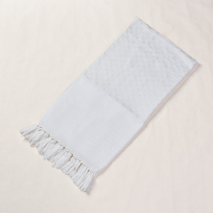 HilalHaven Pure Mist Keffiyeh Scarf — Solid White Plain Arab Tassel Shawl Unisex - image 5