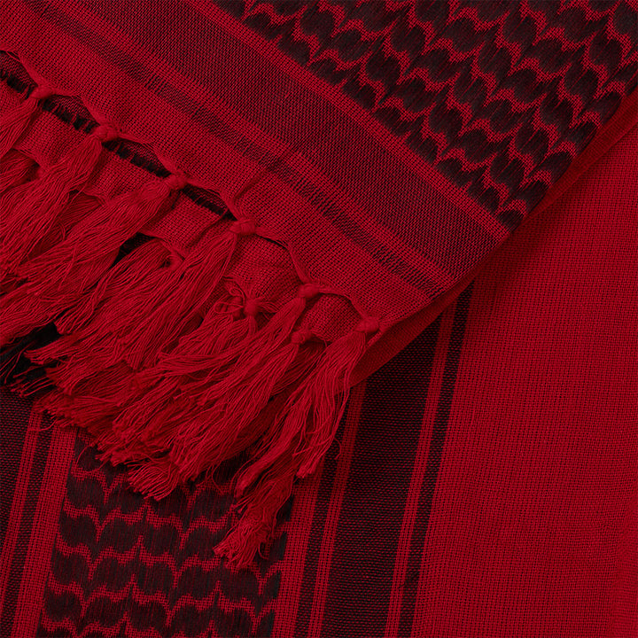 HilalHaven Crimson Flame Keffiyeh Scarf — Red Black Traditional Arab Tassel Shawl Unisex - image 8