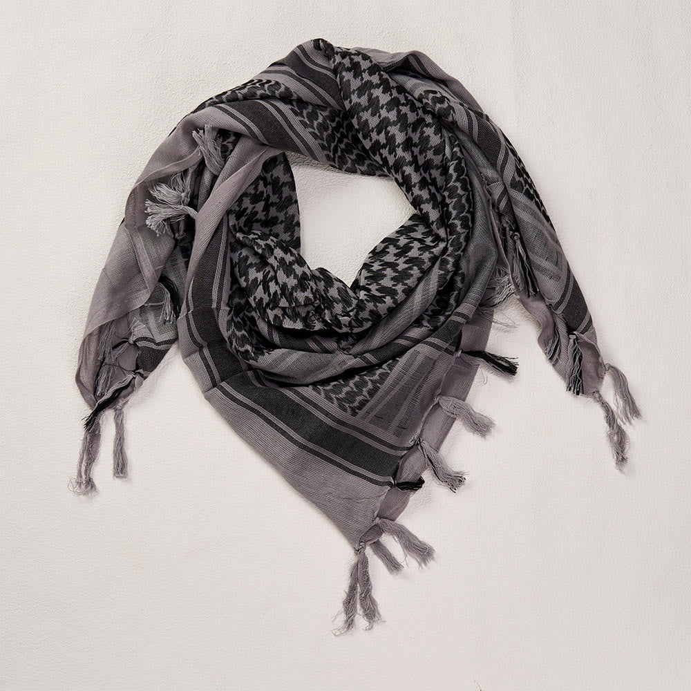 HilalHaven Ash Haze Keffiyeh Scarf — Grey Black Traditional Arab Tassel Shawl Unisex - image 3