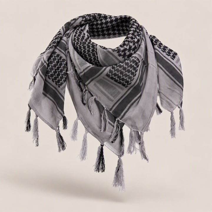 HilalHaven Ash Haze Keffiyeh Scarf — Grey Black Traditional Arab Tassel Shawl Unisex - Grey - image 2