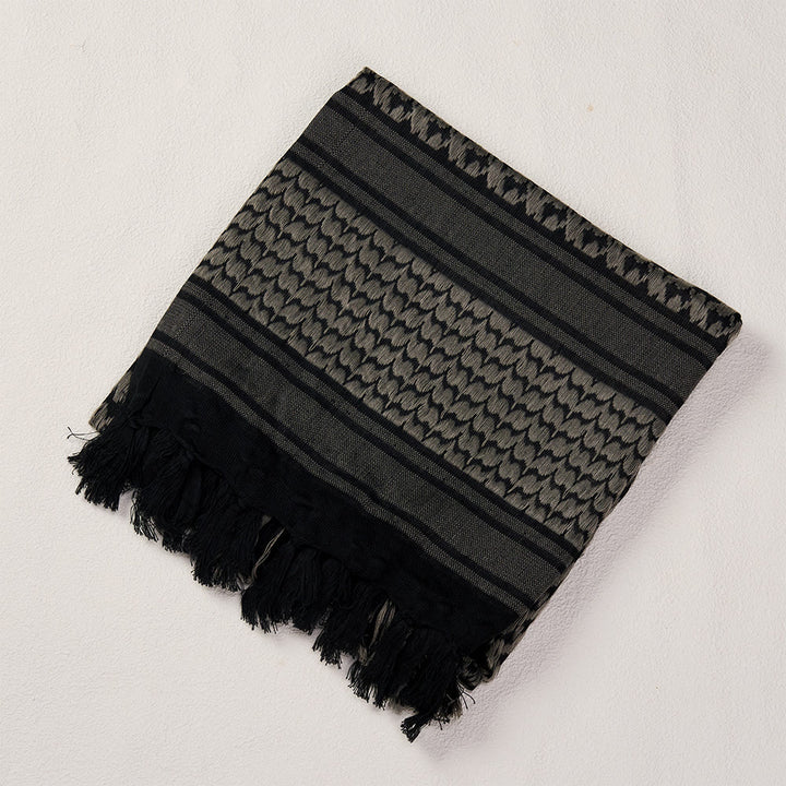 HilalHaven Midnight Shade Keffiyeh Scarf — Black Grey Traditional Arab Tassel Shawl Unisex - image 7