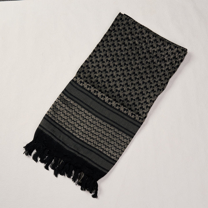 HilalHaven Midnight Shade Keffiyeh Scarf — Black Grey Traditional Arab Tassel Shawl Unisex - image 5