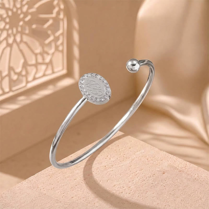 HilalHaven Medallion Glow Titanium Steel Open Cuff Bangle - Style 2 - Silver - image 6