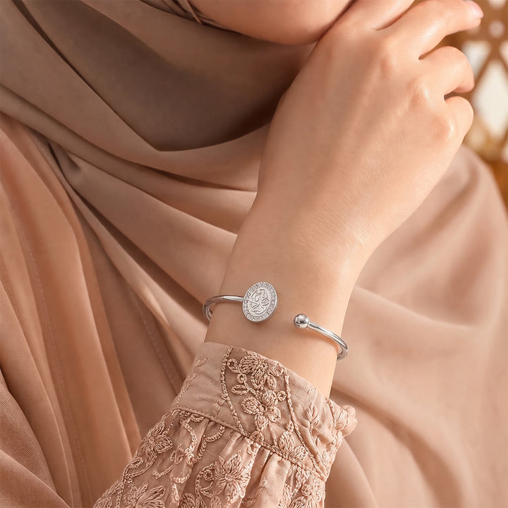 HilalHaven Medallion Glow Titanium Steel Open Cuff Bangle - image 7