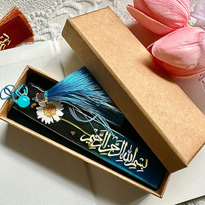Hilalhaven Petal Script  Dried Flower Basmala Bookmark  With Tassel - image 3