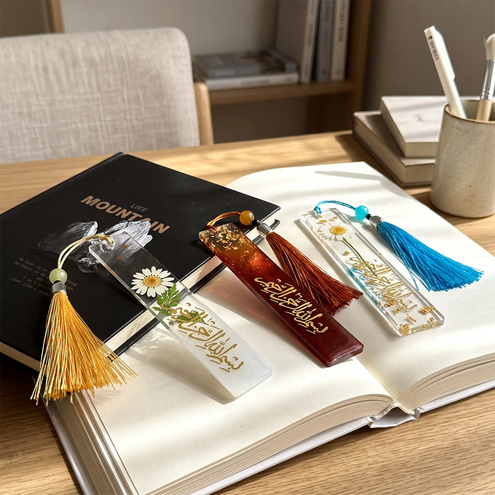 Hilalhaven Petal Script  Dried Flower Basmala Bookmark  With Tassel - image 15