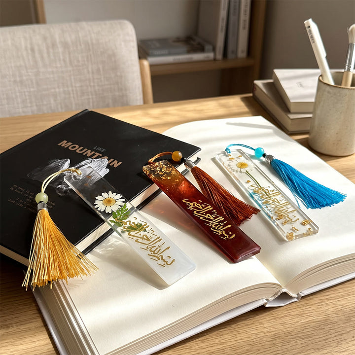 Hilalhaven Petal Script  Dried Flower Basmala Bookmark  With Tassel - image 15