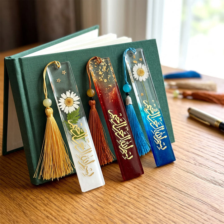 Hilalhaven Petal Script  Dried Flower Basmala Bookmark  With Tassel - image 0