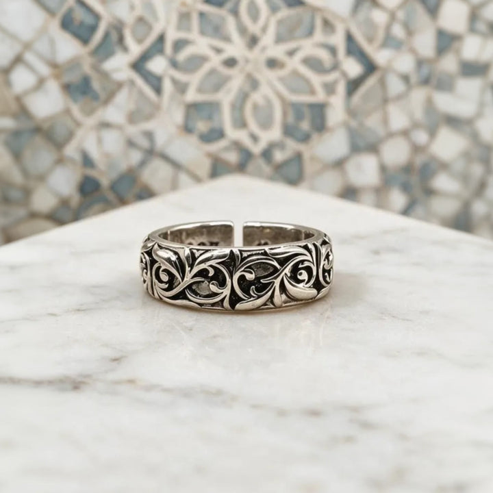 HilalHaven Vine Relic Copper Open Ring - Silver - image 2