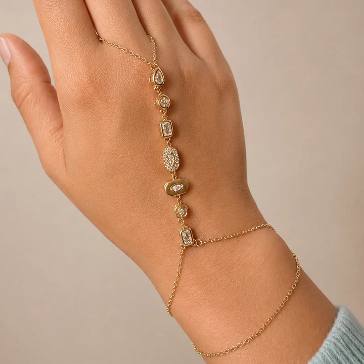 HilalHaven Gem Y-drop Chain Multi-shape Crystal Inlaid Hand Chain - image 1