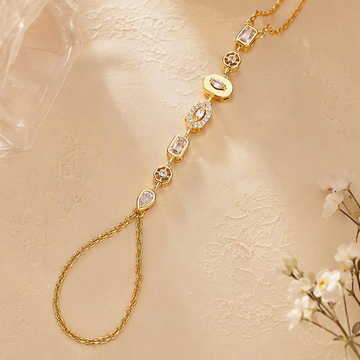 HilalHaven Gem Y-drop Chain Multi-shape Crystal Inlaid Hand Chain - image 6