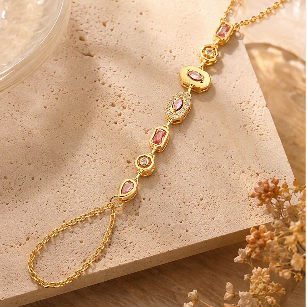 HilalHaven Gem Y-drop Chain Multi-shape Crystal Inlaid Hand Chain - image 9