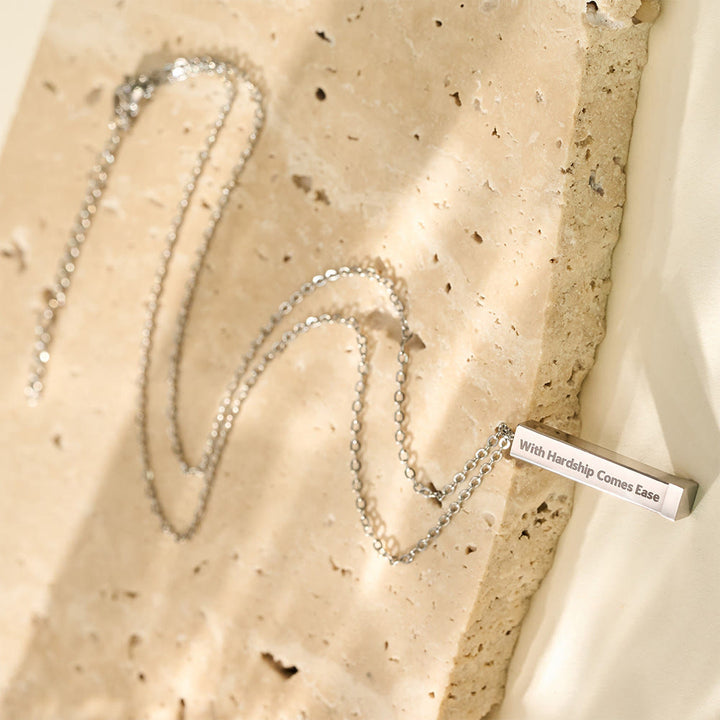 HilalHaven Twin Pillar Arabic &amp; English Name Double Vertical  Personalized Engraved Necklace - Silver - image 11