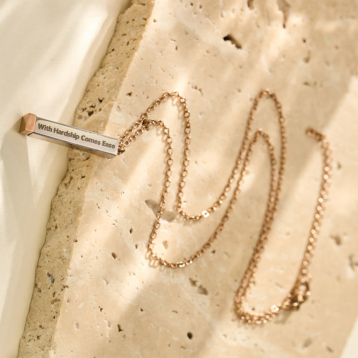 HilalHaven Twin Pillar Arabic &amp; English Name Double Vertical  Personalized Engraved Necklace - Rose Golden - image 17