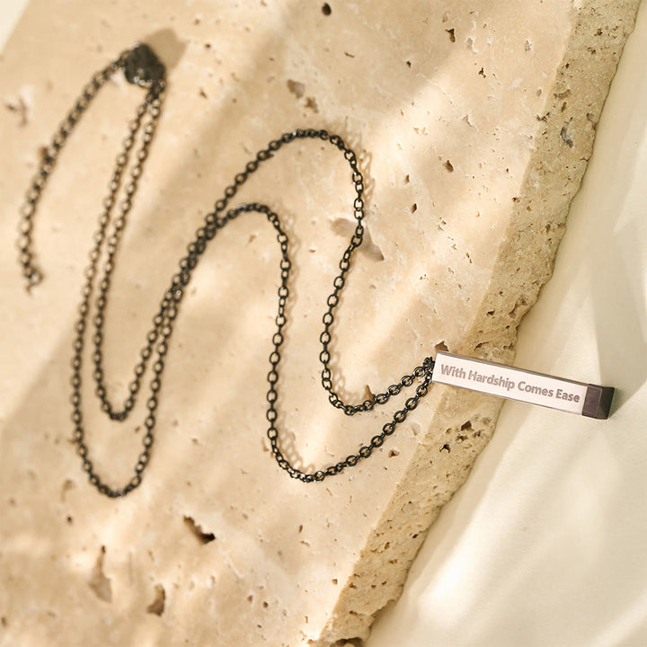 HilalHaven Twin Pillar Arabic &amp; English Name Double Vertical  Personalized Engraved Necklace - Black - image 22