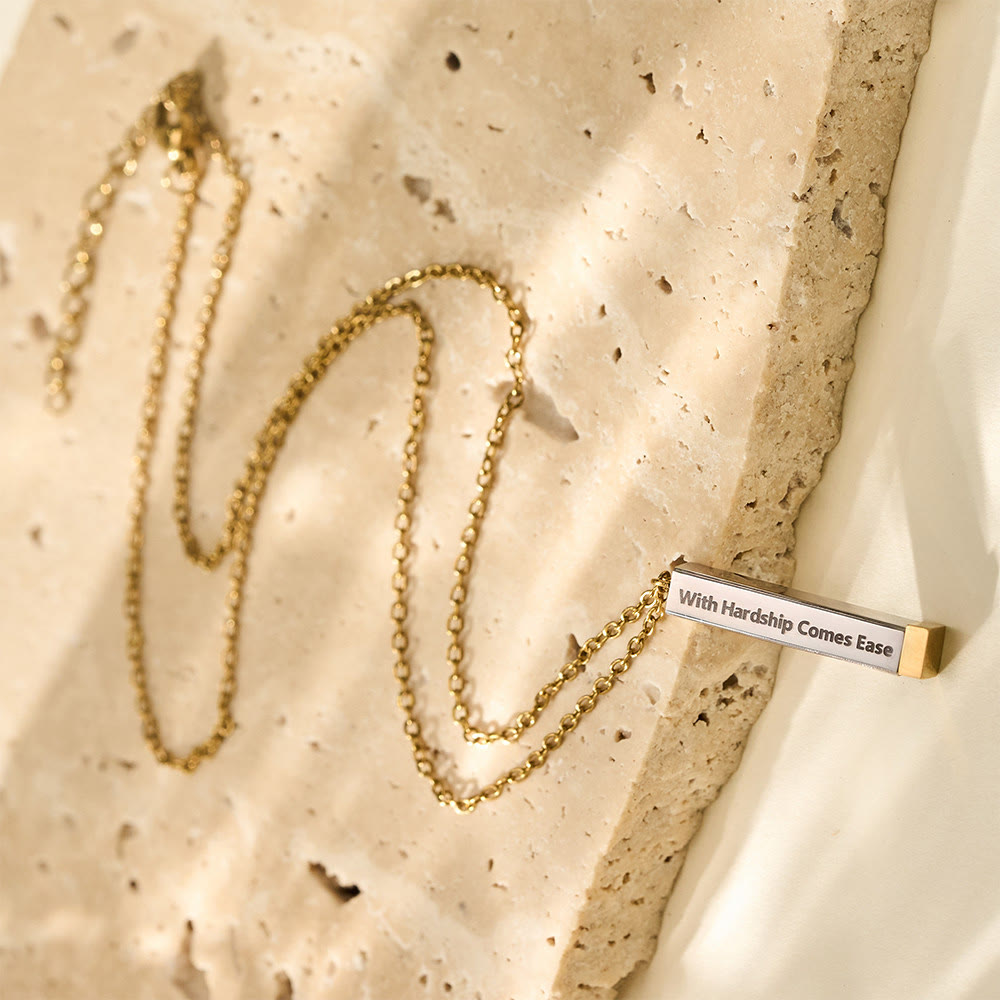 HilalHaven Twin Pillar Arabic &amp; English Name Double Vertical  Personalized Engraved Necklace - Golden - image 5