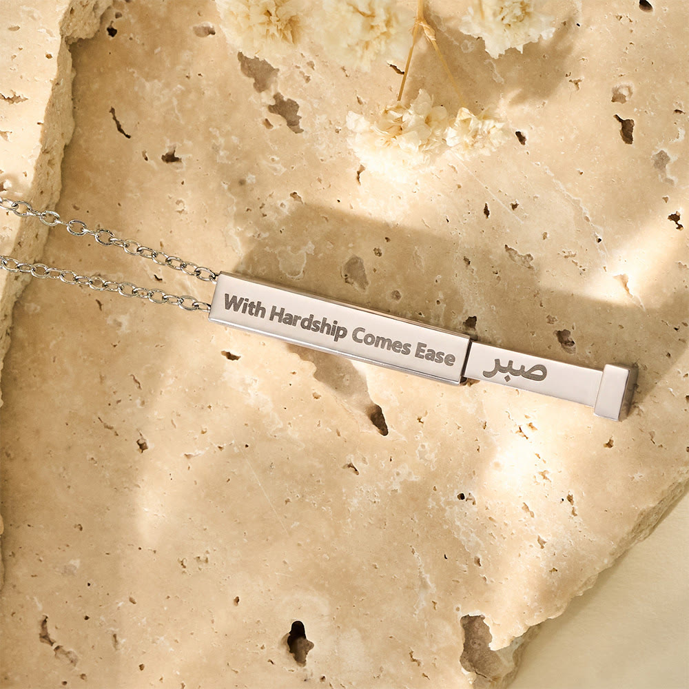 HilalHaven Twin Pillar Arabic &amp; English Name Double Vertical  Personalized Engraved Necklace - image 10