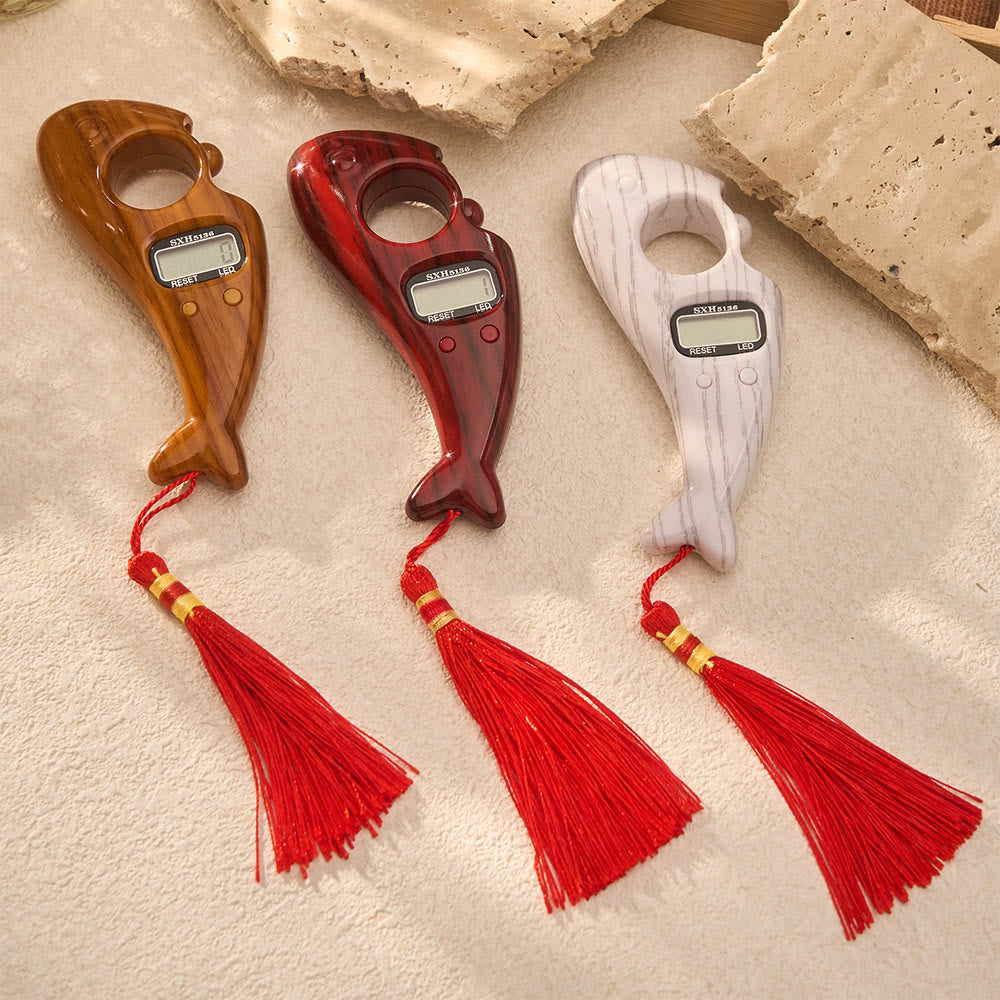 HilalHaven Portable Handheld Dolphin Design LED Digital Tasbih with Red Tassel - image 1