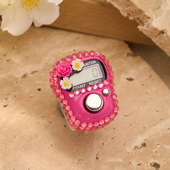 FREE Today: Rhinestone Floral 0-99999 Hand Strap Digital Tasbih - Pink - image 11