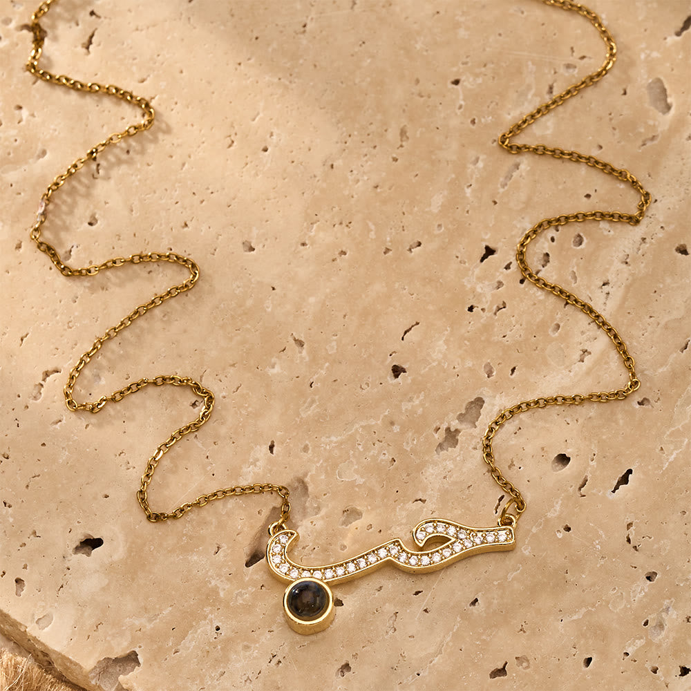 FREE Today: Inlaid Zircon "Hubb - Love" Arabic Calligraphy Projection Pendant - Golden - image 2