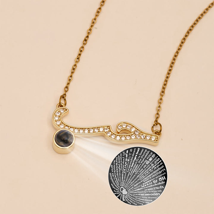HilalHaven Inlaid Zircon "Hubb - Love" Arabic Calligraphy Projection Pendant - image 3