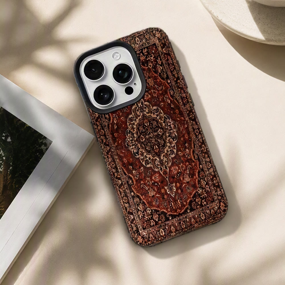 HilalHaven Antique Tapestry Vintage Pattern Shockproof TPU iPhone Case - image 3