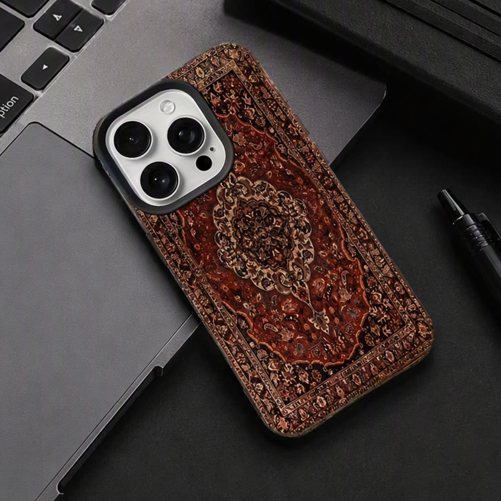 HilalHaven Antique Tapestry Vintage Pattern Shockproof TPU iPhone Case - iPhone 17 Pro Max - Red - image 2