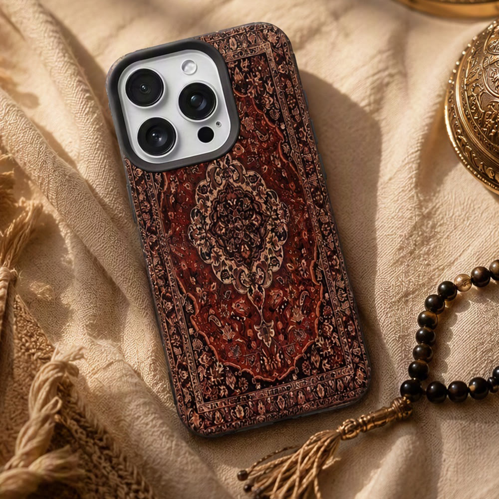 HilalHaven Antique Tapestry Vintage Pattern Shockproof TPU iPhone Case - image 7