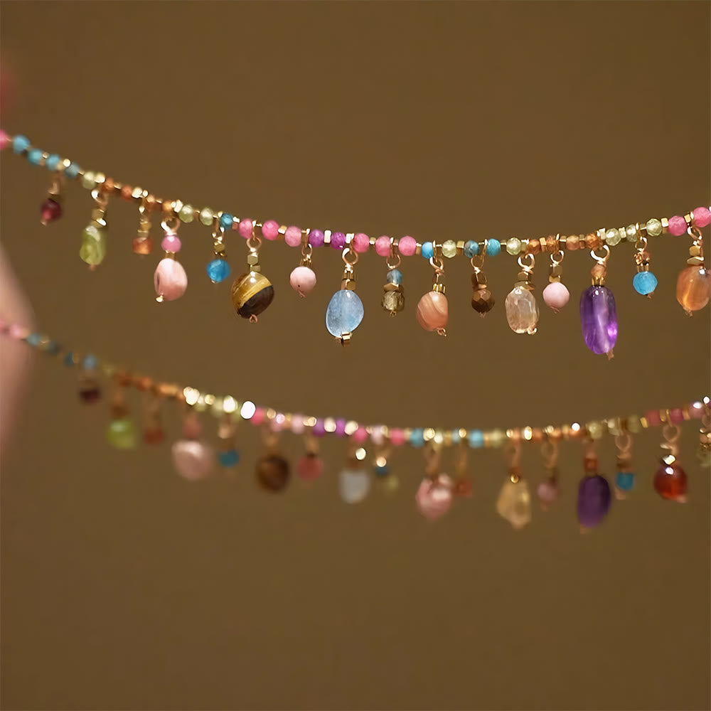 HilalHaven Rainbow Whisper Resin Colorful Beaded Fringe Choker Necklace/Bracelet - image 2