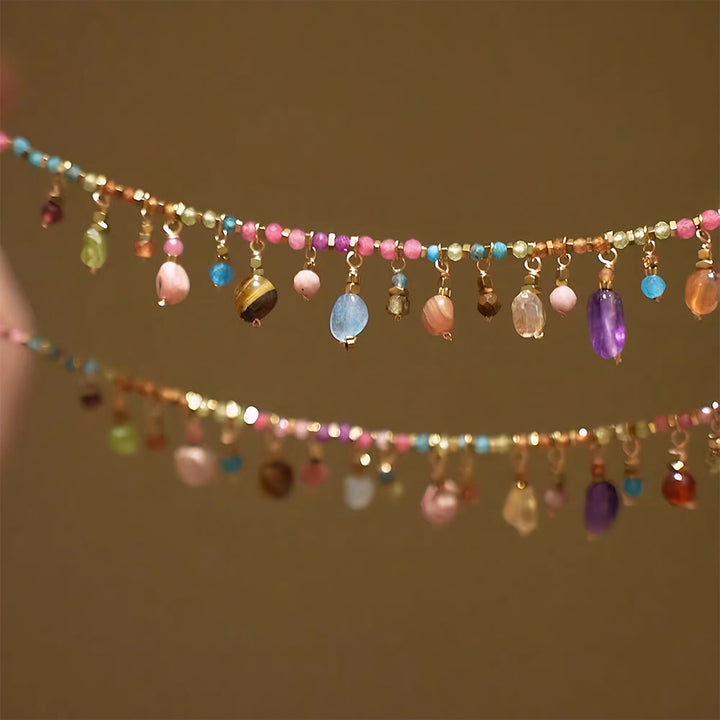 HilalHaven Rainbow Whisper Resin Colorful Beaded Fringe Choker Necklace/Bracelet - image 2