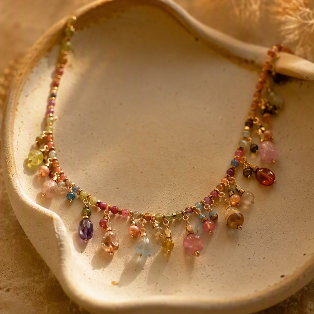 HilalHaven Rainbow Whisper Resin Colorful Beaded Fringe Choker Necklace/Bracelet - image 3