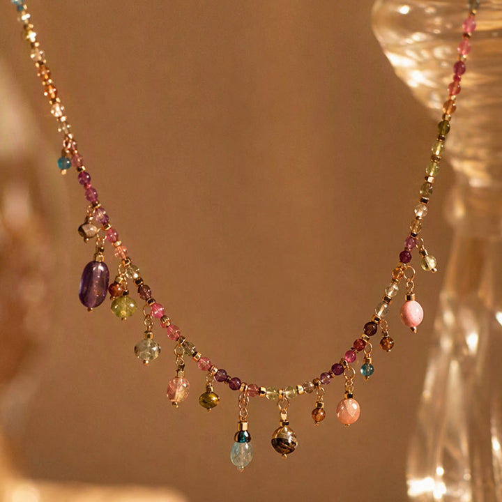 HilalHaven Rainbow Whisper Resin Colorful Beaded Fringe Choker Necklace/Bracelet - image 0