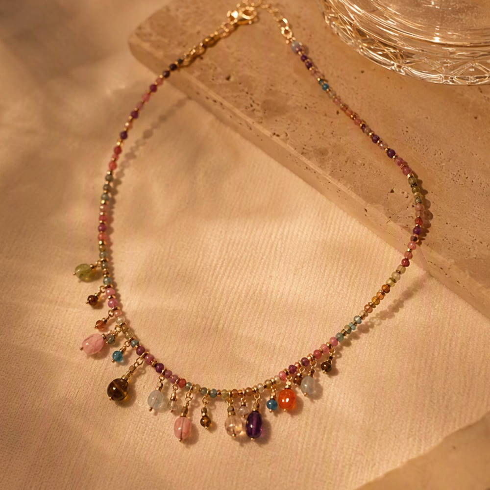 HilalHaven Rainbow Whisper Resin Colorful Beaded Fringe Choker Necklace/Bracelet - image 4