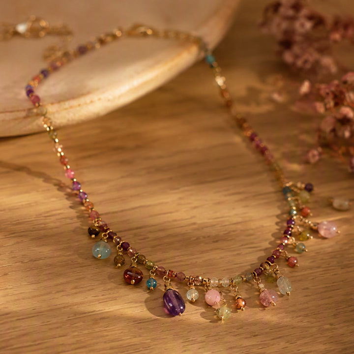 HilalHaven Rainbow Whisper Resin Colorful Beaded Fringe Choker Necklace/Bracelet - image 7