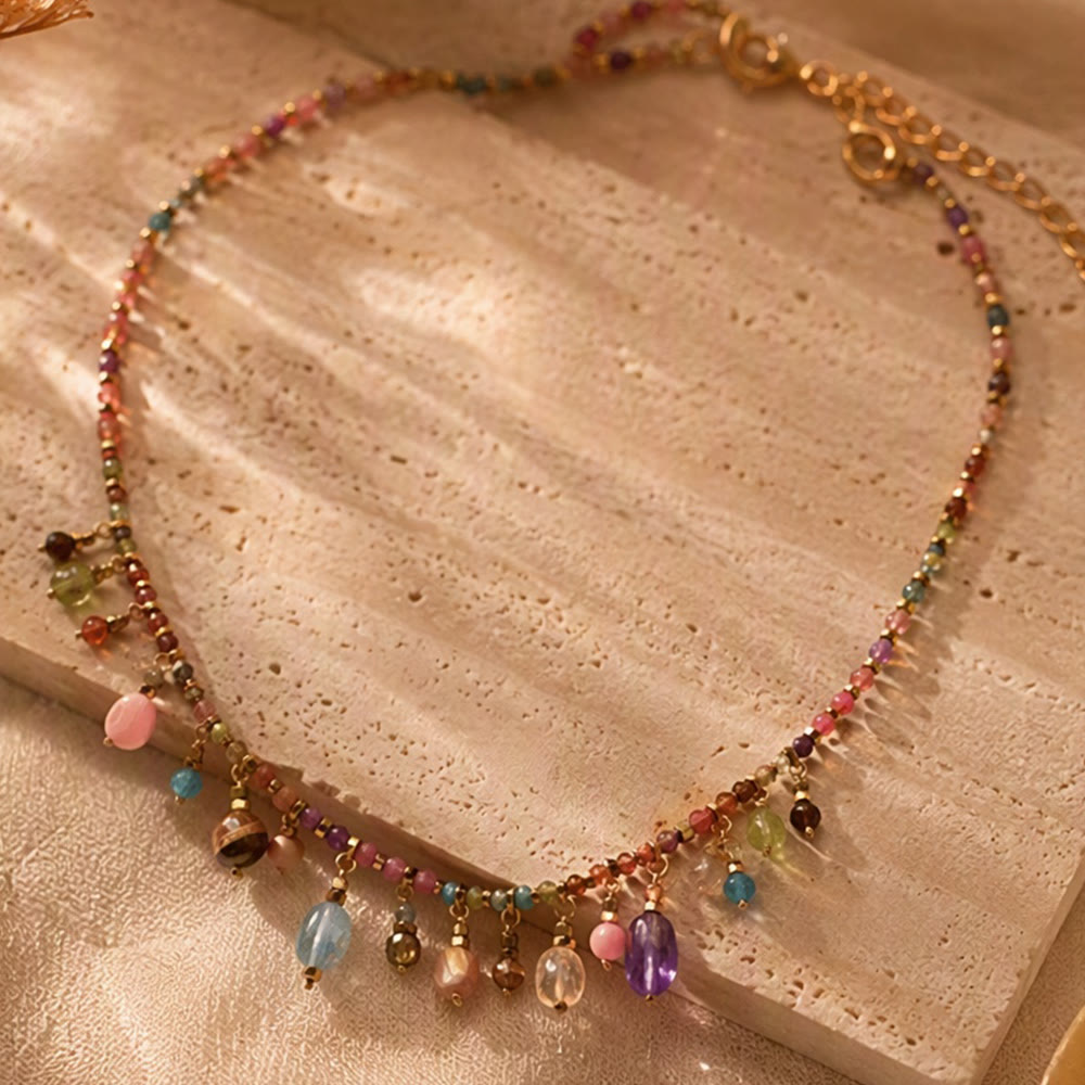 HilalHaven Rainbow Whisper Resin Colorful Beaded Fringe Choker Necklace/Bracelet - image 5