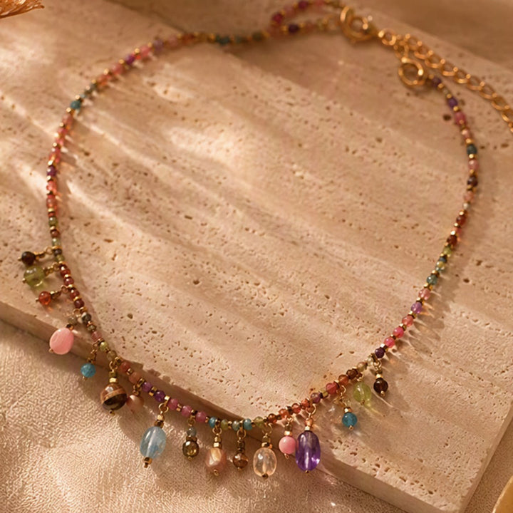 HilalHaven Rainbow Whisper Resin Colorful Beaded Fringe Choker Necklace/Bracelet - image 5