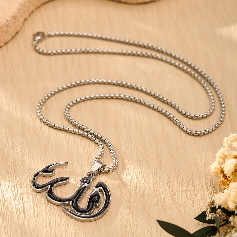 HilalHaven Line Psalm Electroplated Stainless Steel Calligraphy Necklace - Silver - image 7