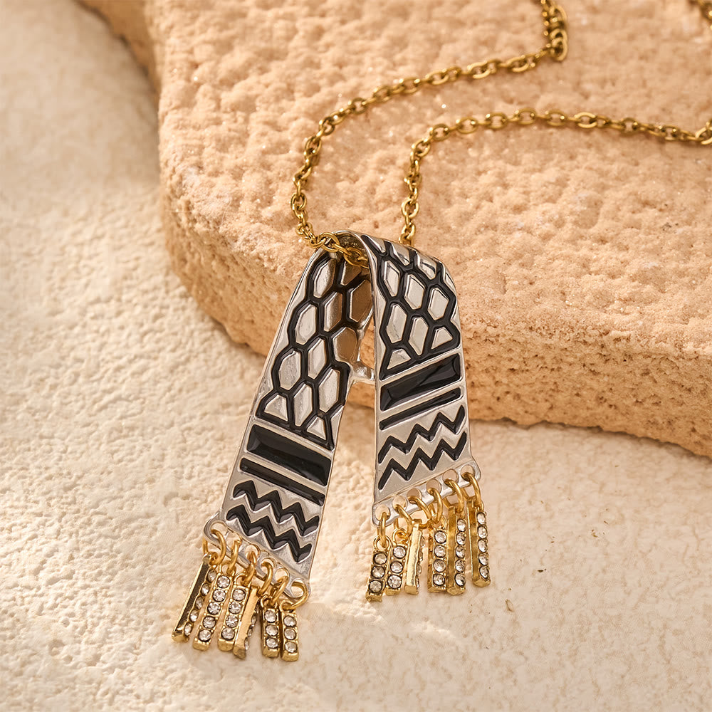 HilalHaven Keffiyeh Motif Zinc Alloy Tassel Pendant Necklace - image 0