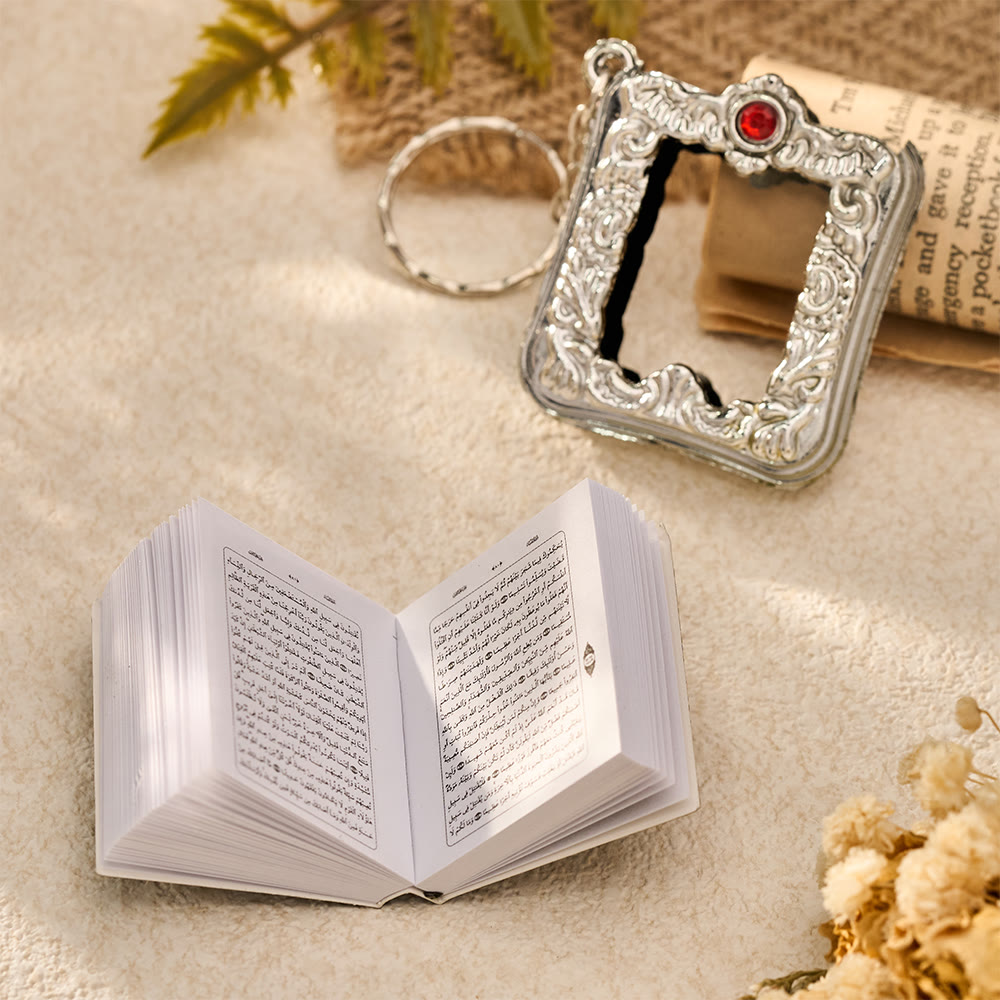 HilalHaven Ornate Tome Decorative Mini Quran Keychain - Silver - image 6