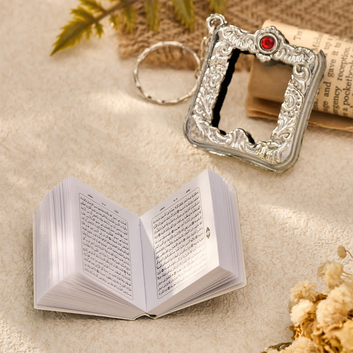 HilalHaven Ornate Tome Decorative Mini Quran Keychain - Silver - image 6