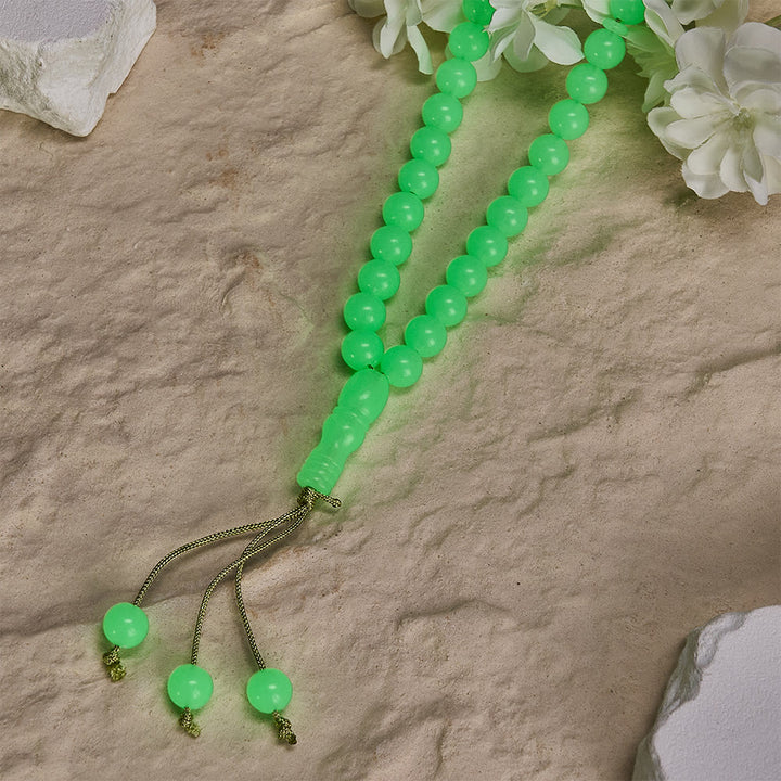 HilalHaven 12mm Round Green Acrylic 33/99 Beads Tasbih — Luminous Glow-in-the-Dark Handcrafted Prayer Beads - image 6