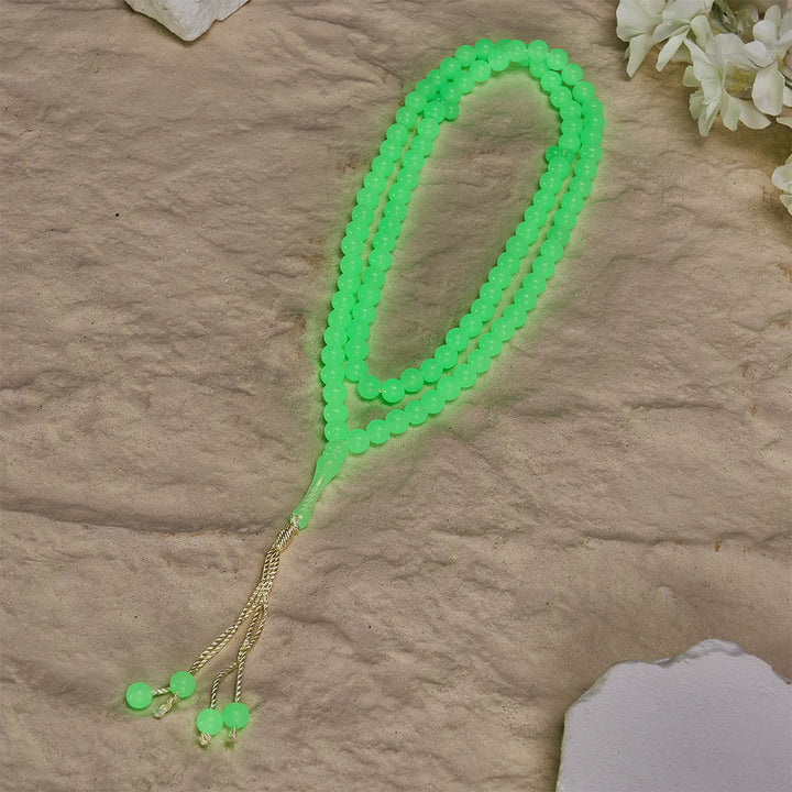 HilalHaven 12mm Round Green Acrylic 33/99 Beads Tasbih — Luminous Glow-in-the-Dark Handcrafted Prayer Beads - image 14