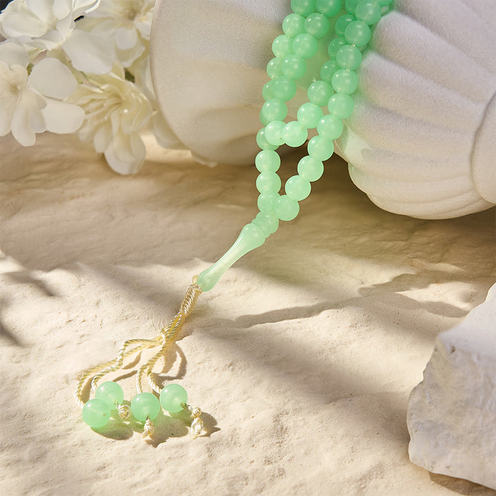 HilalHaven 12mm Round Green Acrylic 33/99 Beads Tasbih — Luminous Glow-in-the-Dark Handcrafted Prayer Beads - image 11