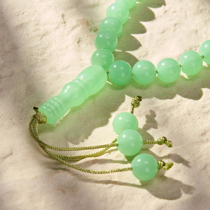 HilalHaven 12mm Round Green Acrylic 33/99 Beads Tasbih — Luminous Glow-in-the-Dark Handcrafted Prayer Beads - image 4