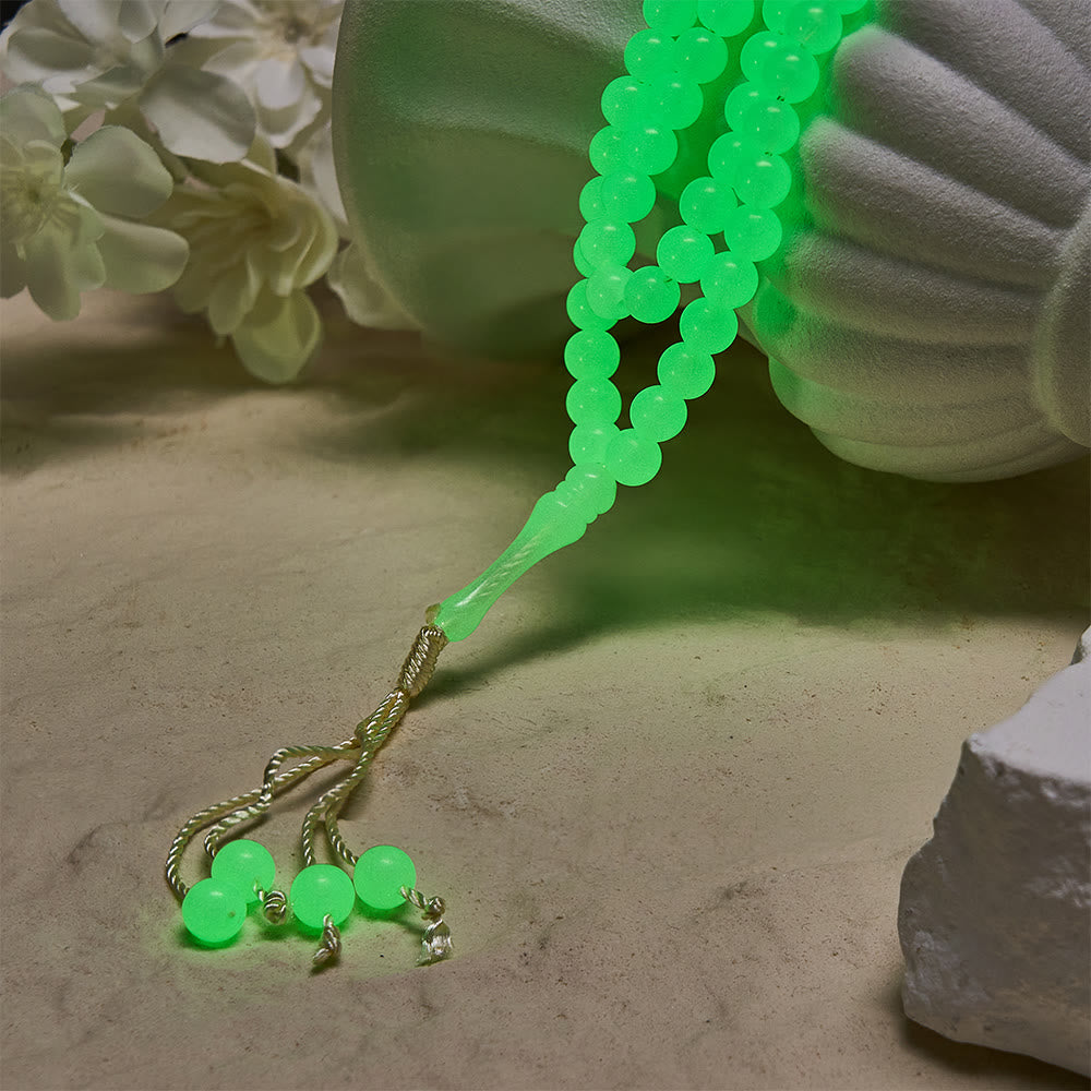 HilalHaven 12mm Round Green Acrylic 33/99 Beads Tasbih — Luminous Glow-in-the-Dark Handcrafted Prayer Beads - image 8